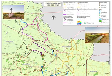 Campsite Le Bois Joli Vendée - Map of walking trails Bois de Céné - Camping Le Bois Joli